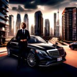 Black Car service chauffeur driver and luxury s class sedan car